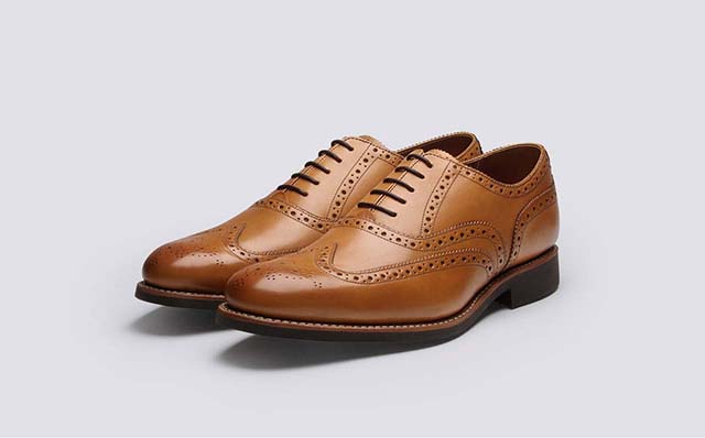 Grenson Dylan Mens Oxford Brogues in Tan Calf Leather GRS110934